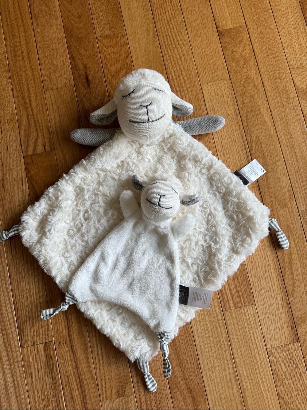 Yuppie Mommy Plush Lovey Set in Cream with Gray Accents